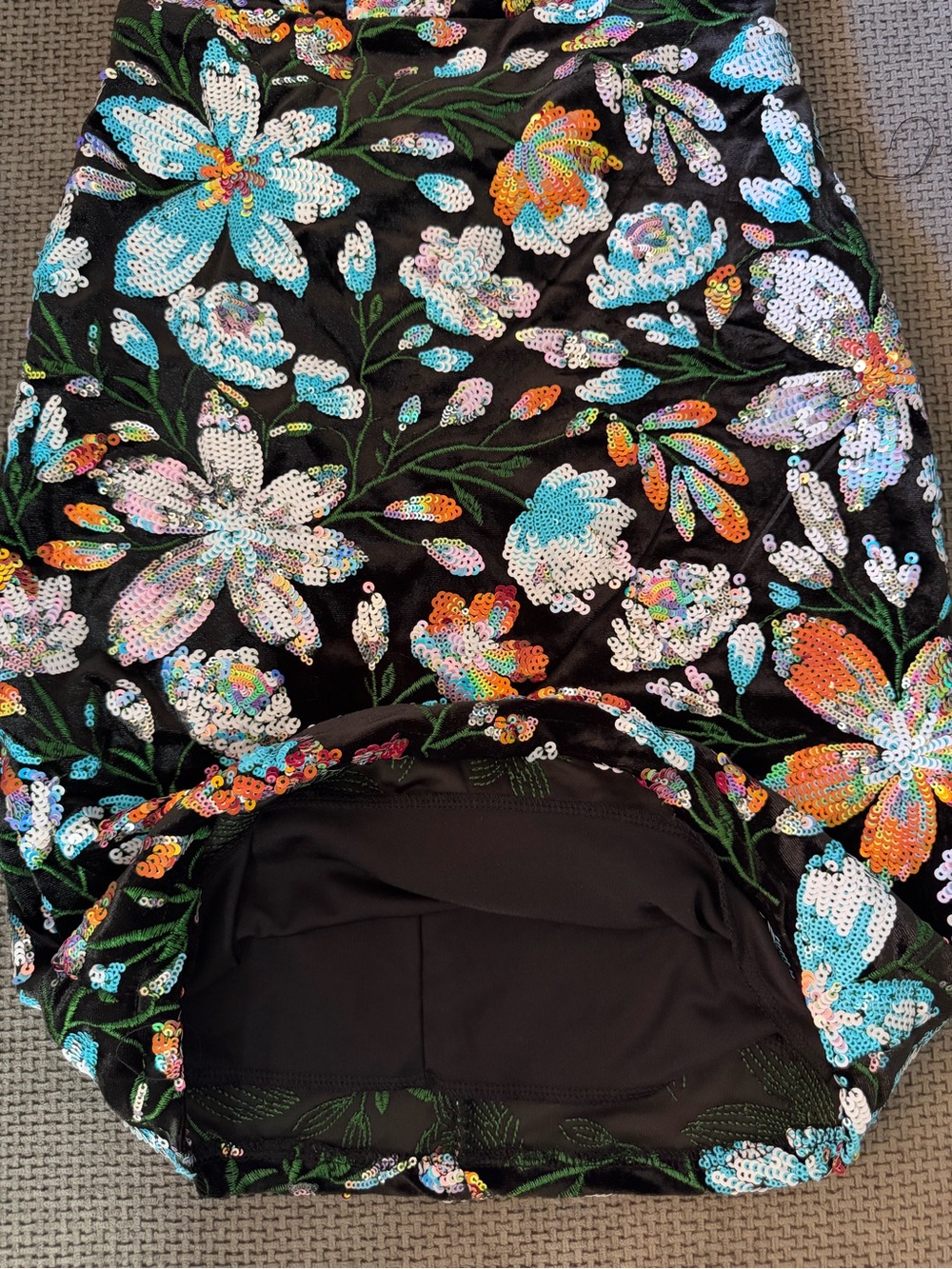 Floral Sequin V-Neck Bodycon Mini Dress S Katia Rae Black Cocktail Party Formal - Picture 9 of 15